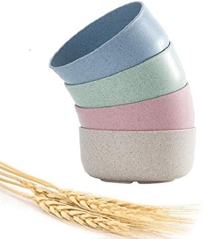 Unbreakable cereal bowl, wheat straw fiber lightweight bowl set 4-Dishwasher and microwave safe-children, rice bowls, soup bowls, kitchen bowls, environmentally friendly reusable snack bowls. (11.5cm)