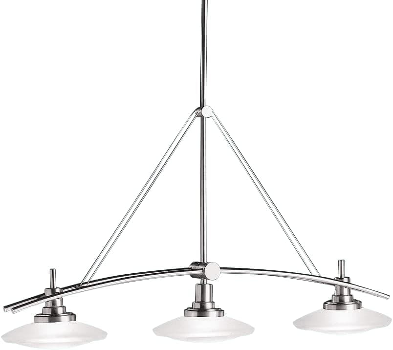 Kichler Structures 37" 3 Light Halogen Linear Chandelier with Satin Etched Glass in Brushed Nickel
