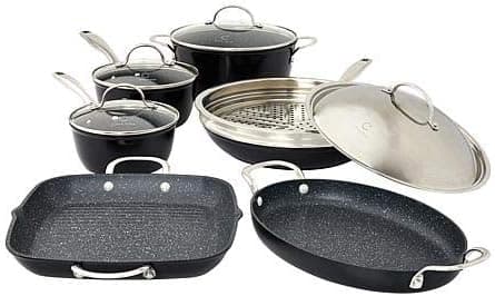 Curtis Stone Dura-Pan Nonstick 11-Piece Cookware Set - Black