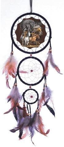 20" Long Indians Riding Horses Dream Catcher Decorative Wall Hanging Decor