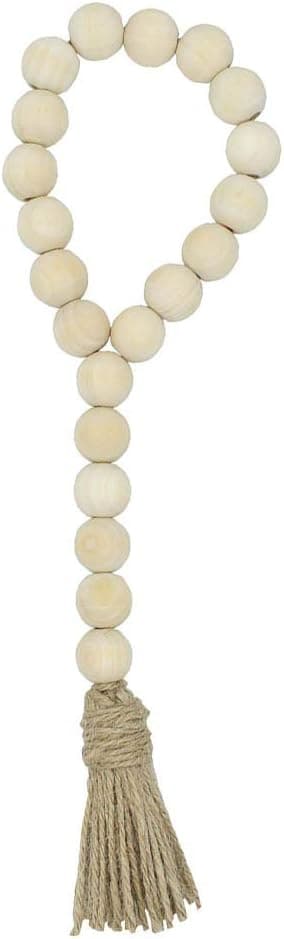 VOSAREA 3 PCS Wood Bead Garland Rustic Farmhouse Beads Decor Prayer Beads with Tassel for Home Car Hanging Wall Decor