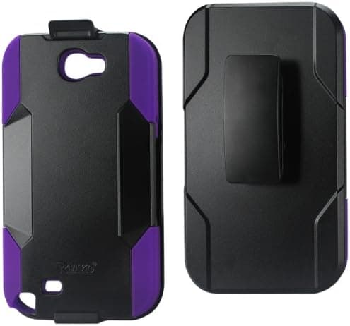 Reiko Silicone Holster with Case Clip and Protector Cover for Samsung Galaxy NOTE II N7100 PURPLE - Retail Packaging - Purple Black