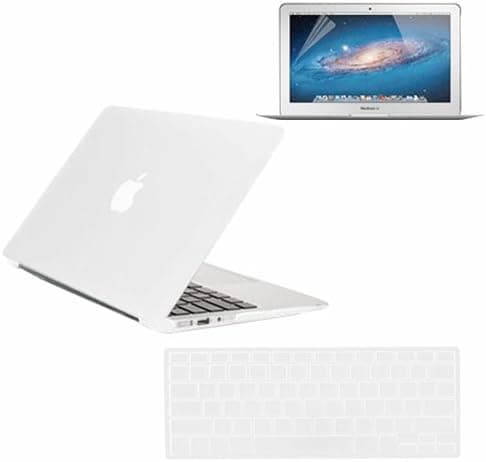SmackTom TM 3 in 1 Rubberized Hard Case Skin for Macbook Air 11 inch A1370/A1465 with Protective Keyboard Cover With Anti-Glare Screen Protector-Clear
