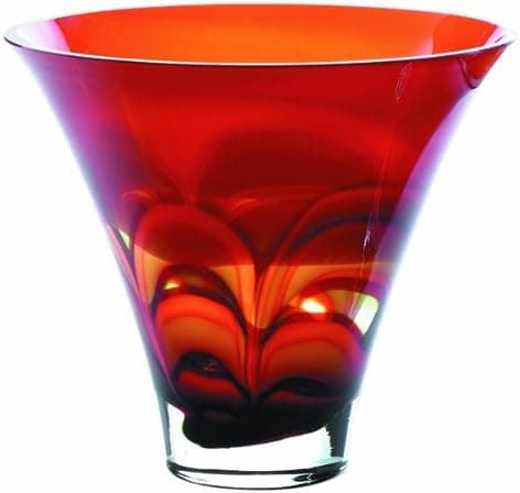 Evolution by Waterford Red and Amber Swirl 10-Inch Round Bowl