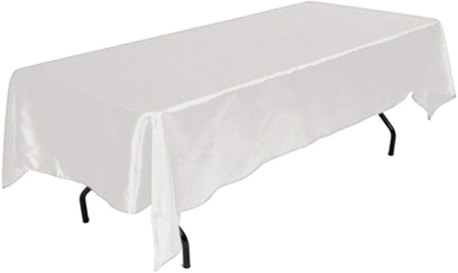 Tektrum 60 X 120 Inch 60"X120" Rectangular Silky Satin Tablecloth - Premium Fabric - for Wedding Party Banquet Events Restaurant Kitchen Dining Decoration - White Color