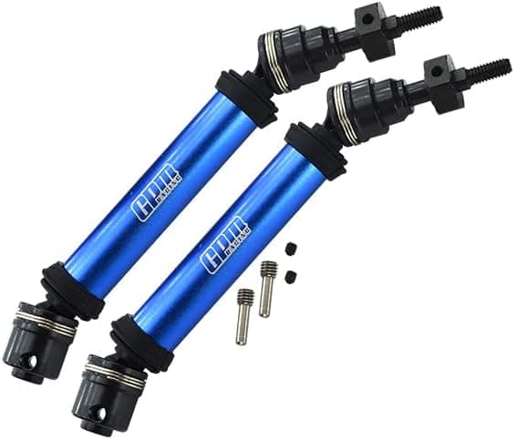 GPM For Traxxas Rustler 4X4 VXL (67076-4) / Hoss 4X4 VXL (90076-4) Upgrade Parts Harden Steel #45 Front Axle CVD Drive Shaft With Alloy Body - 1 Pair Set Blue