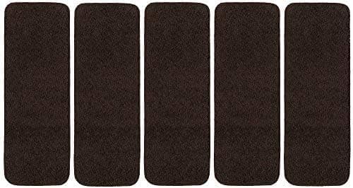 Sweethome Stores Non-Slip Shag Carpet Stair Treads, (9"X26")-5 Pack- Brown Solid