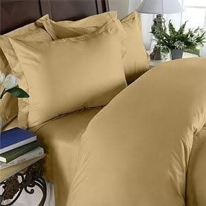 Elegance Linen Wrinkle Resistant - 1200 Thread Count Silky Soft Luxurious 4-Piece Sheet Set, Deep Pockets Fits Up to 16" and Colors, Queen, Gold