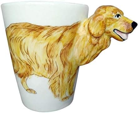 WEY&FLY 3D Coffee Dog Mug, Animals Personalized Tea Cup, Creative Hand Painted 3D Dog Mug, Gift for Lovers Kids Friends (Golden Retriever)