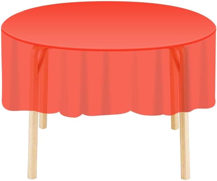 Etmury Plastic Tablecloth 6 Pack Disposable Round Table Covers 83 in. x 83 in. Indoor or Outdoor Parties Birthdays Weddings Christmas(Red)