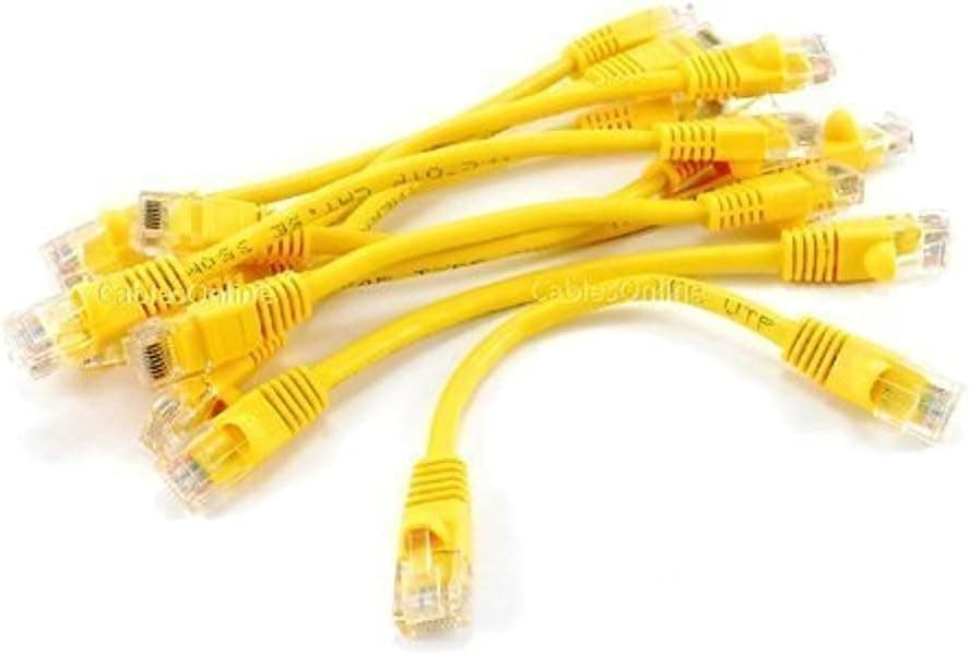CablesOnline 10-Pack 6inch CAT5e UTP Ethernet RJ45 Full 8-Wire Yellow Patch Cable, (U-000YL-10)