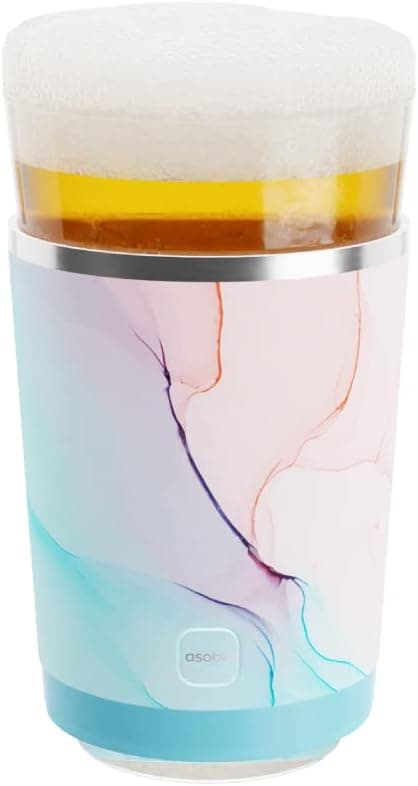 Asobu Beer Pint Vacuum Insulated Double Walled Sleeve and Pint Glass, 16 Ounce (Aqua Pink)