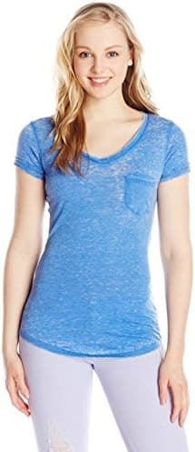 Derek Heart Junior's Pocket V-Neck Tee with Turn-Back Cuff
