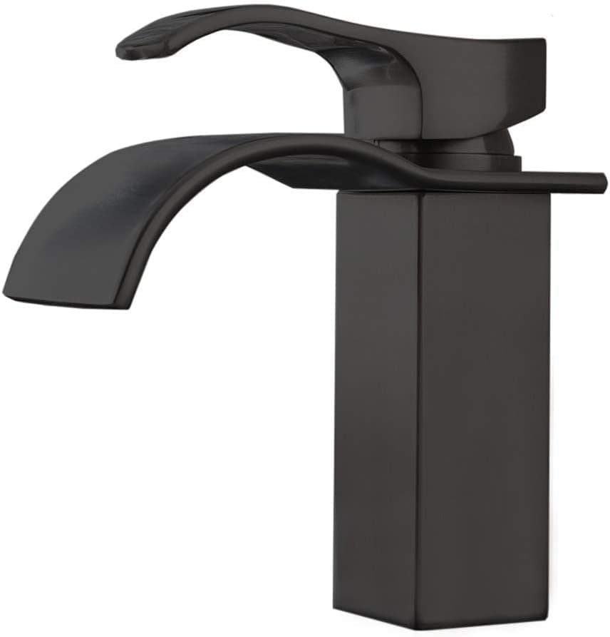 Ufaucet Stainless Steel Single Handle Bathroom Faucet,Waterfall Bathroom Sink Faucet With Hoses, Black