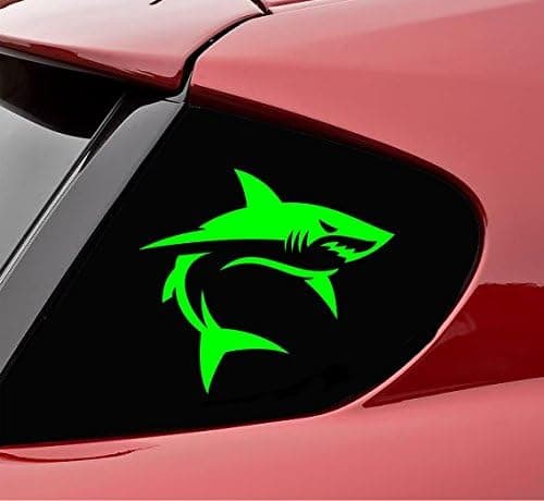 Slap-Art Angry Shark Vinyl Decal Sticker Fish Tiger Great White (Lime Green)