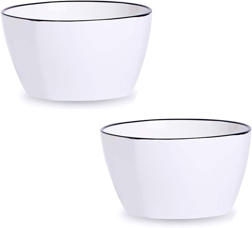 AWHOME Porcelain Bowls-14 Ounce for Small Side Dishes Ice Cream Dessert Set of 2, White (Square)