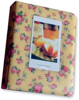Shopready 64 Pockets Retro Rose Fuji Mini Book Styles Name Card Holder Photo Album for Fujifilm Instax Mini 7S / 8 / 25 / 50S films - Yellow