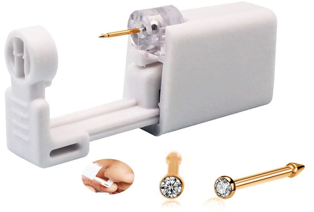Self Nose Piercing Gun Self Nose Piercing Gun Kit Safety Nose Piercing Gun Kit Tool (Gold)