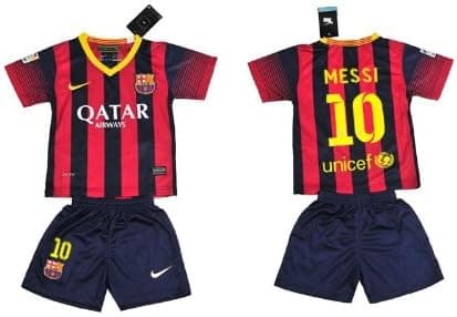2014/2015 Barcelona Home Kids Jersey & Short #10 MESSI Youth Sizes (L (Ages 8-9))