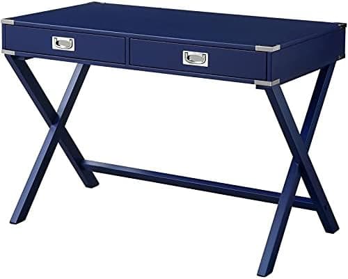 Acme Furniture 2 Drawers Writing Desk, Navy Blue Finish