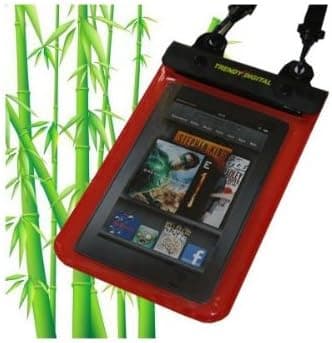 TrendyDigital WaterGuard Plus Waterproof Case with Padding, Detachable Straps for Kindle Fire Android Tablet (Red)