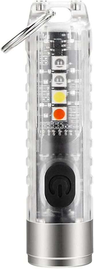 ALONEFIRE S11 Small Powerful Mini Keychain LED Flashlight Tactical Portable Bright Pen Torch SST20 LED USB Rechargeable IP65 Waterproof Multi Function for Emergency with Built-in Battery(White)
