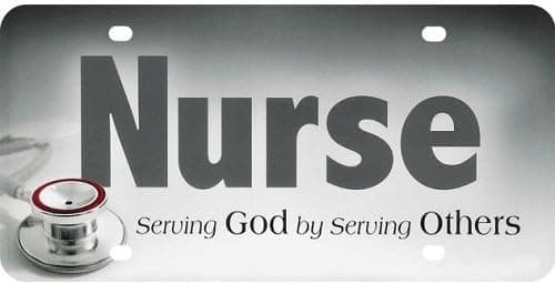 Inspirational Nurse Auto Tag - Serving God By Serving Others