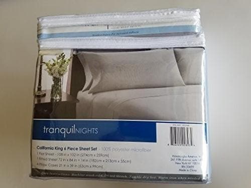 Tranquil Nights Luxury Weight Bedding 6 Piece Sheet Set Cal King (Stone Grey)