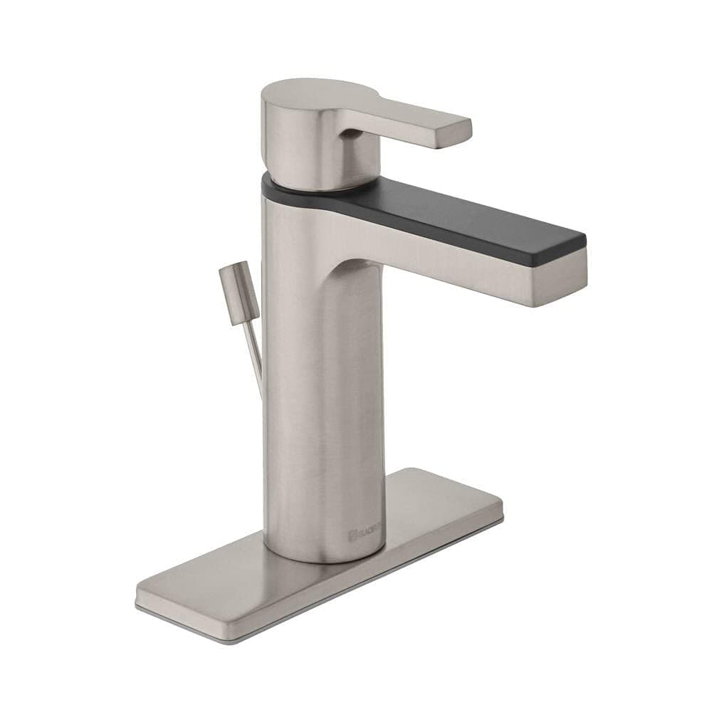 Modern Contemporary Single Hole Single-Handle Low-Arc Bathroom Faucet in Dual Finish Brushed Nickel and Matte Black