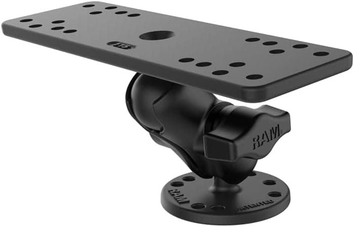 RAM MOUNTS (RAM-B-111U-A 1" Diameter Ball Mount with Short Double Socket Arm, 6.25" X 2" Rectangle Base & 2.5" Round Base (Amps Hole Pattern)