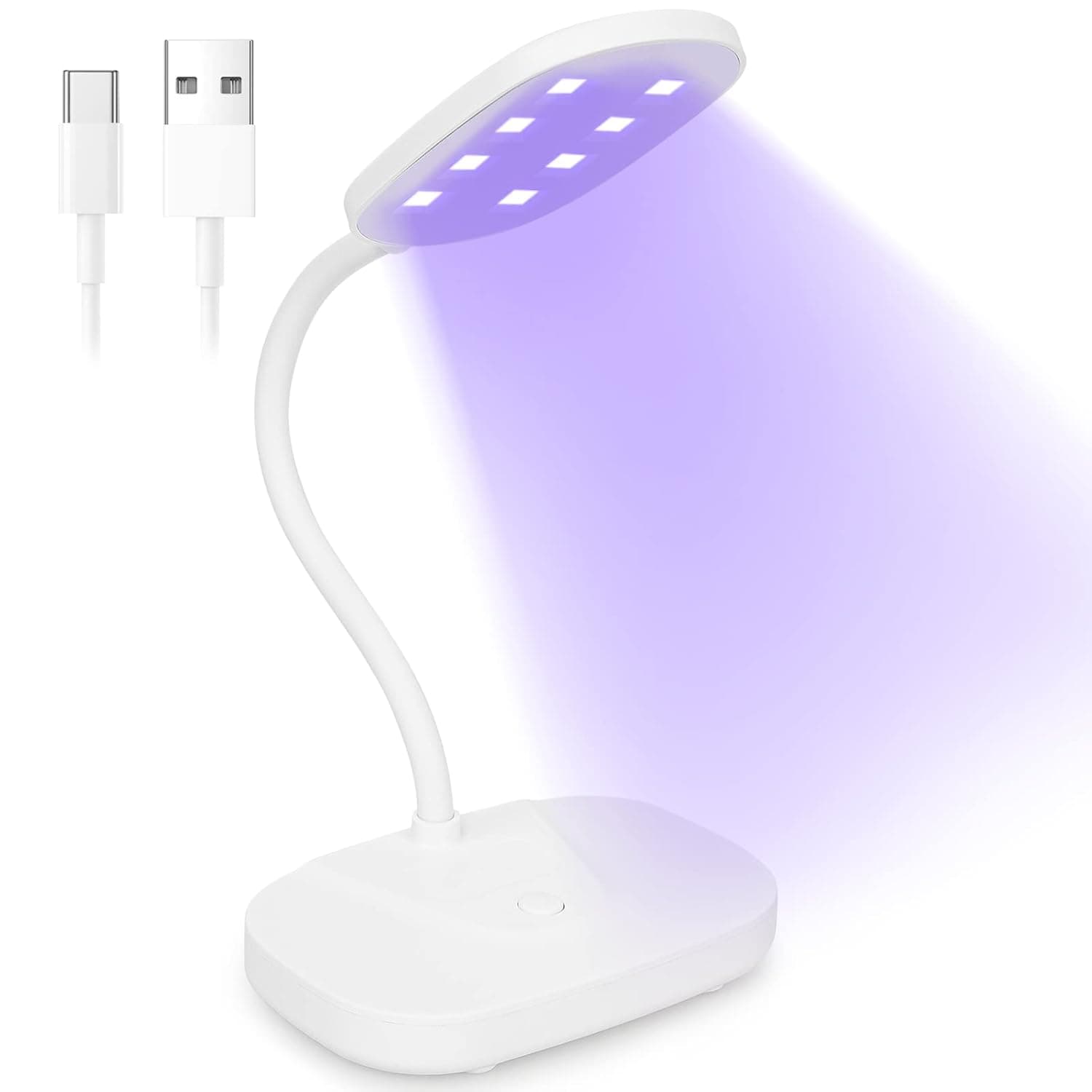 AORAEM LED Light Nail Lamp 12W Portable Gooseneck Lamp Gel Light Nail Dryer Gel Polish Light Professional Nail Light for Gel Nail (BB-White)