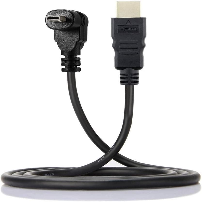 JSER Up Angled 90 Degree Micro HDMI to HDMI Male HDTV Cable 4K 60hz Compatible for Cell Phone & Tablet & Camera