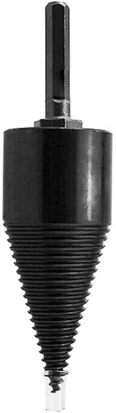 Ranjaner Firewood Drill Bit, Firewood Splitter Fast Wood Cone Drill Bit, Black High Carbon Steel Hex Shank High Speed Twist Firewood Drill Bit, for Family, Outdoor, Camping, Farm