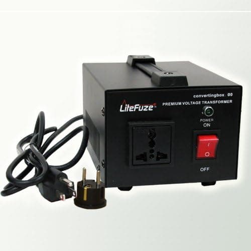 Litefuze convertingbox 300 Watt Light Weight Premium Voltage Converter Transformer - Step Up/Down Full Grounded Cord (Free Euro Plug) 110/120 - 220/240 Volts - No Noise - Fuse Protection