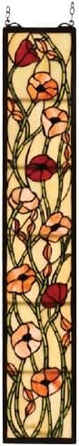Poppy Sidelight Tiffany Stained Glass Window Panel 36.5 Inches H X 6.5 Inches W