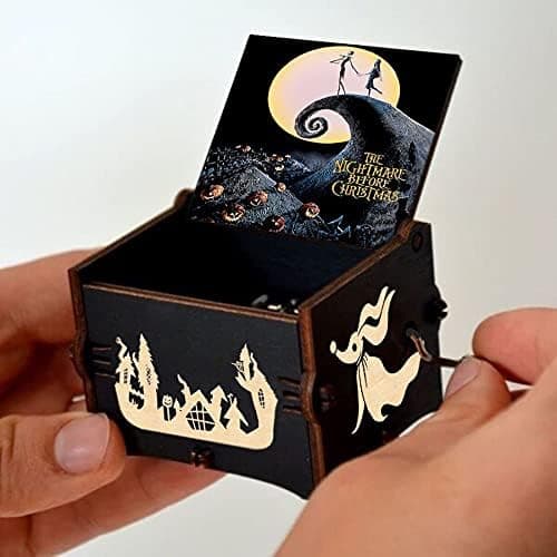 PENG The-Nightmare-Before-Christmas-Music-Box-Wood-Engraved-Gifts Laser Hand Cranked Mechanism.
