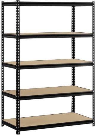 Muscle Rack 48"W x 24"D x 72"H 5-Shelf Steel Shelving (Black/Brown)
