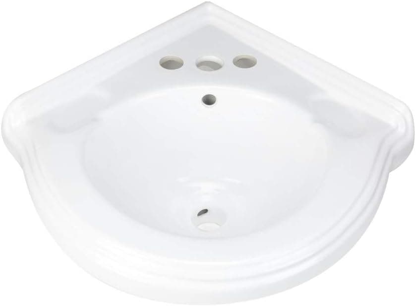 Renovators Supply Manufacturing Portsmouth Corner Wall Mounted Bathroom Sink 22 in. White Ceramic Wall Hung Floating Vessel Sink with Overflow