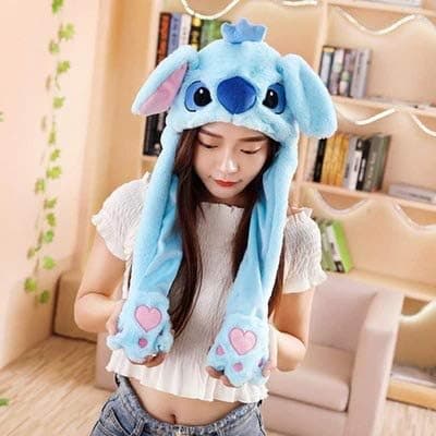 Girls Ear Moving Jumping Hats, Warm Plush Rabbit Winter Caps, Cute Bunny Fuzzy