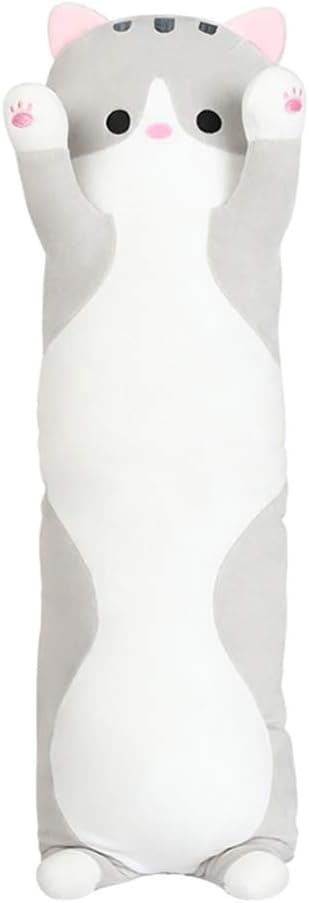 Mozacona Cartoon Cat Plush Long Throw Pillow Plush Toy Neck Pillow Cushion