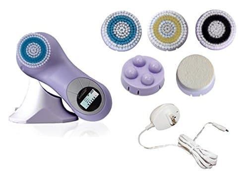 2016 Erisonic #1 Advanced WATER-PROOF Skin Care Cleaning System - Face and Body Microdermabrasion Exfoliator - Dark Spot and Acne Scar Corrector - 5-in-1 Face Brush Set for Deep Pore Cleansing with LCD Screen and 3 Modes, 5 Level Intensity, 5 Brush Heads - Lavender