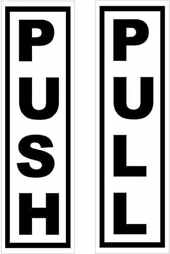 LPF USA Magnet 2 Piece Push Pull Door Sign 1.75” x 6” Magnetic Sticker Decal Self Adhesive Vinyl