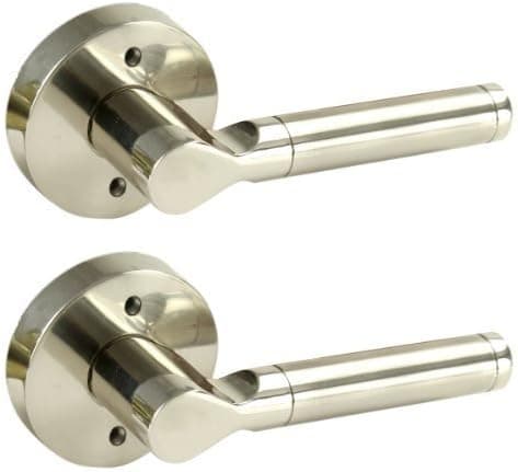 Non Turning Lever Door Handle Set, Satin and Brushed Nickel Finish