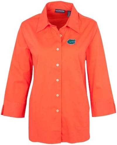 NCAA Florida Gators Women's Solid Three Quarter Sleeve Button Front Blouse