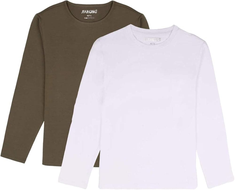 JIAHONG Kids Soft Cotton Tagless T Shirts Long Sleeve Crewneck T Shirt for Boys or Girls 3-12 Years