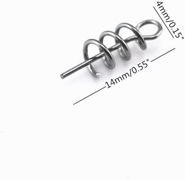 WILD.LIFE Soft Lure Baits Worms Crank Hook Pin Spring Fixed Lock Fishing Latch Screw Needle Centering Pin Spring TwistLock Centering-Pin Springs Attach (100/Pack)