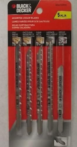 Black & Decker BDA76005C Asst. Jig Saw Blades T-Shank 5 Pack