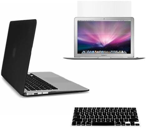 Gearonic Rubberized PC Hard Case with Keyboard Cover and Screen Protector for 11-Inch MacBook Air, Black (5081BPUIB)