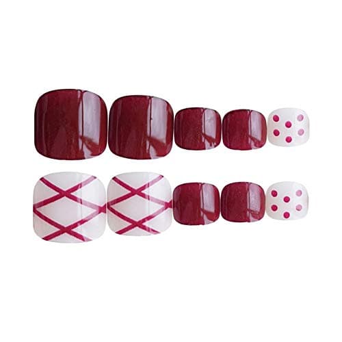 24pcs Short False Toe Nail Full Cover Press On Artifical Toe Nails Fake Big Toenails with Glue False Feet Nails
