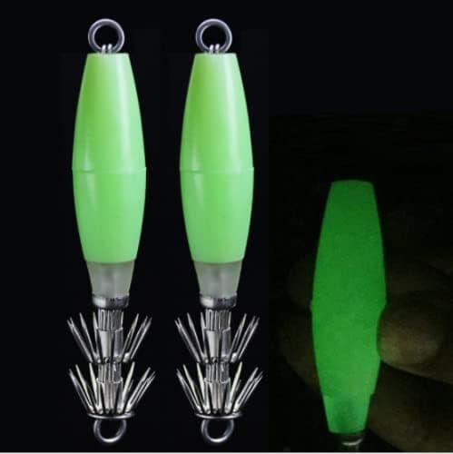5pcs Luminous Squid Jig Hooks Cuttlefish Sleeve Fishing Lure Bait Head Hooks Octopus Lures Glow in Dark